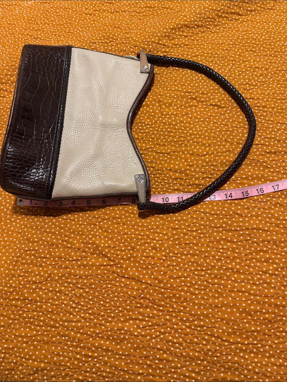 Brighton Beige and Brown Leather Shoulder Bag with Heart Charm - Picture 9 of 10